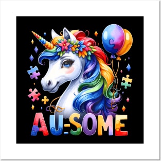 Autism Magical Unicorn Au Some Autism Spectrum Heart Kids Posters and Art